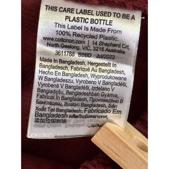 COTTON:ON Elastic Worker Pant Men S/P Burgundy Corduroy Relaxed Casual Style - Picture 16 of 16